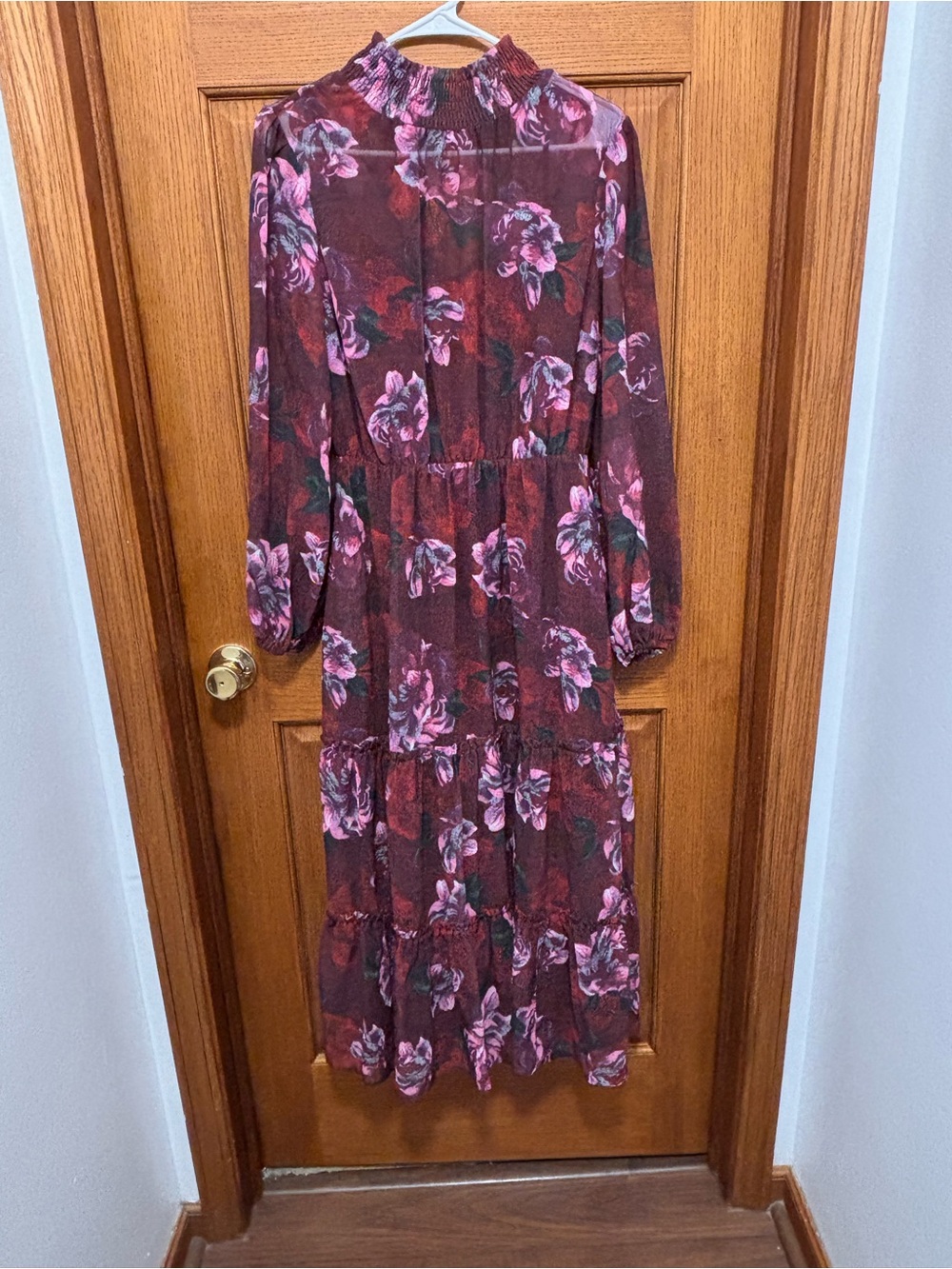 Lost + Wander Burgundy Floral Tiered Maxi Dress. Sz S. NWT - Picture 3 of 12